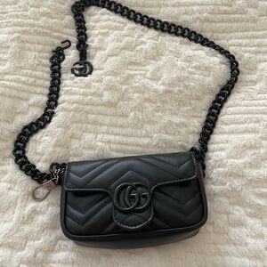 GUCCI Marmont Flap Leather Crossbody Bag